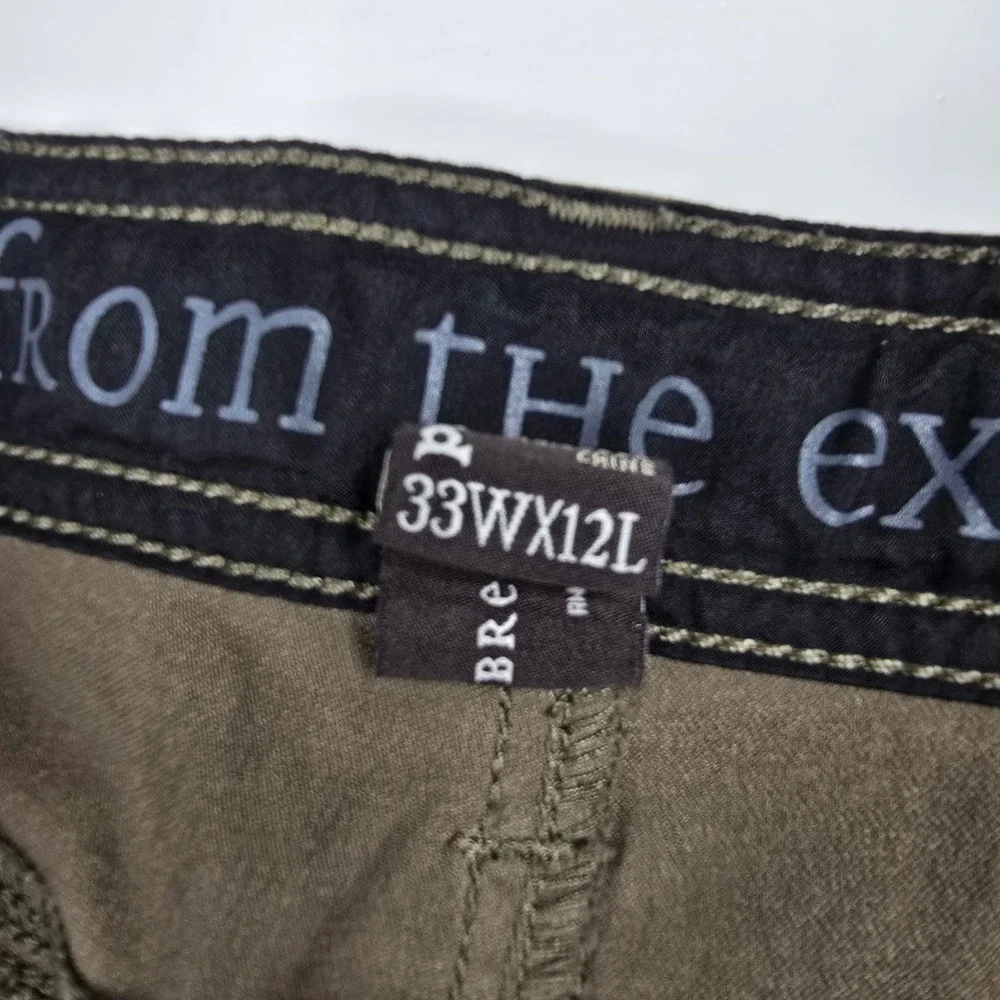 Prana Zion Cargo Shorts Mens 33 Olive Brown Stretch Hiking Climbing 12 Inseam